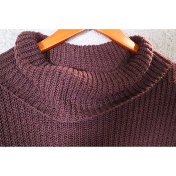 Anthropologie MOTH High Low Turtleneck Sweater Size L  Color Eggplant - Picture 4 of 8